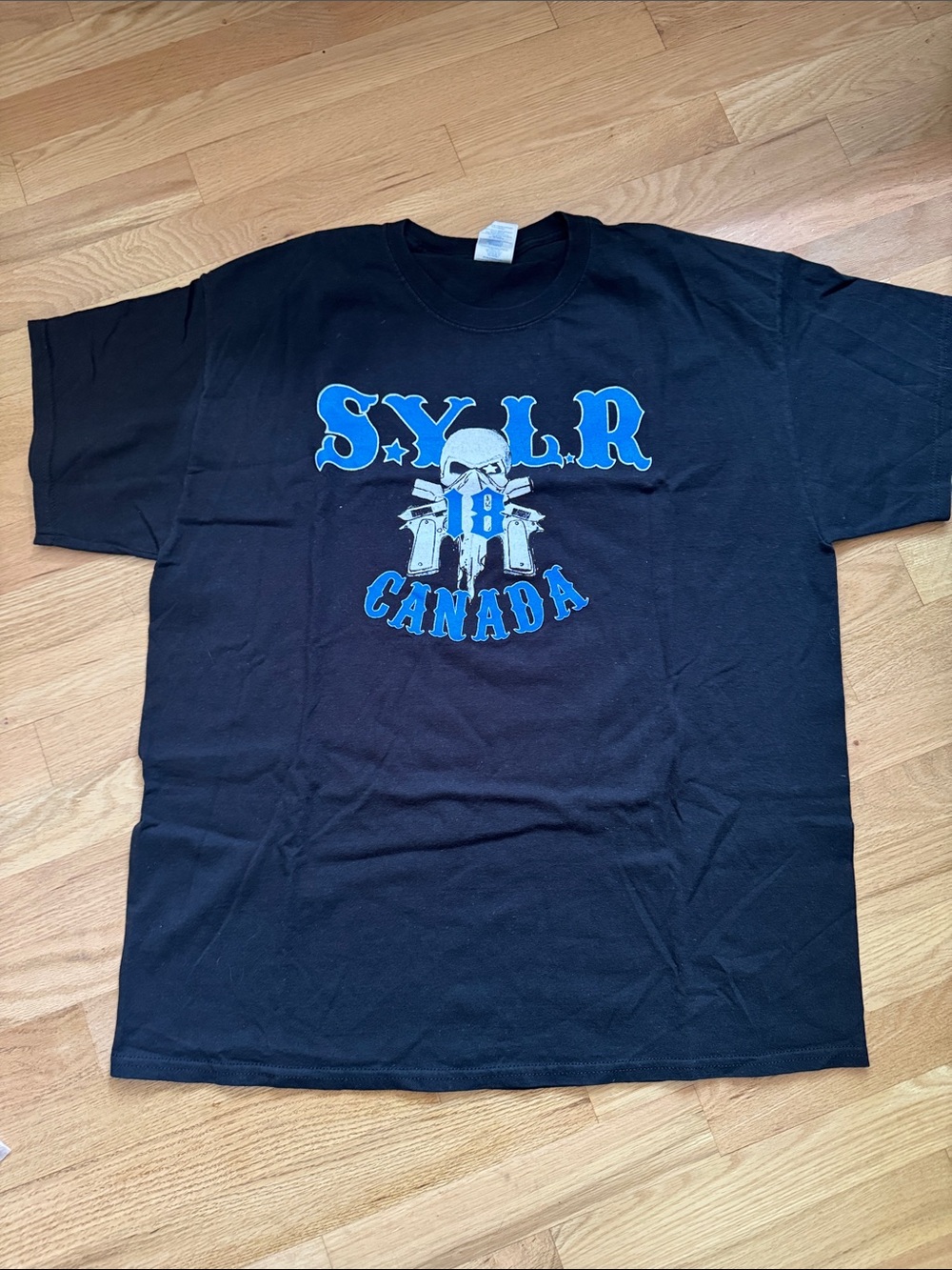 Gildan Black Short-Sleeve Tee with Blue Canada Graphic